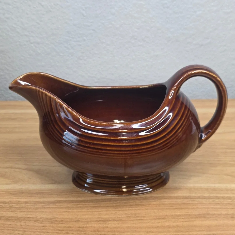Vintage 1960s Fiesta Ironstone Sheffield Amberstone Glaze Large Sauceboat